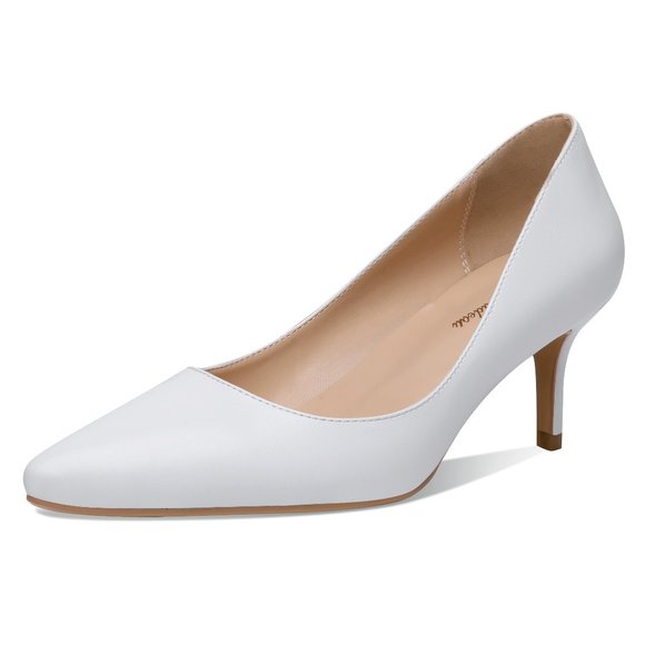 Petit Cadeau Shoes - Petit Cadeau Valerie - Comfy Kitten Heel Pumps with 2.5" Heels. White. NEW!